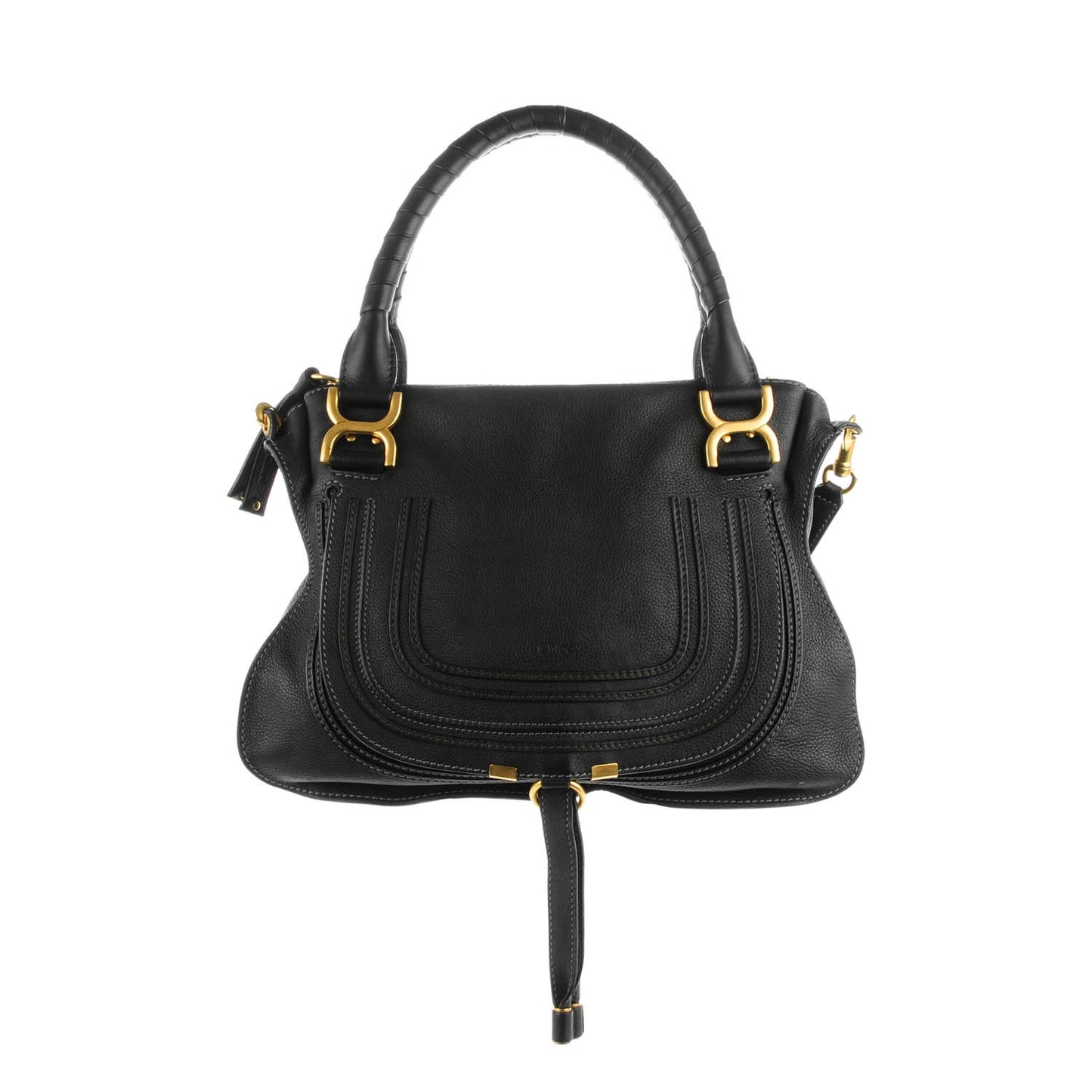 Calfskin Medium Marcie Satchel Black