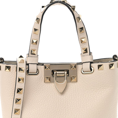 Valentino Garavani Pebbled Calfskin Rockstud Bucket Bag White 7 of 9