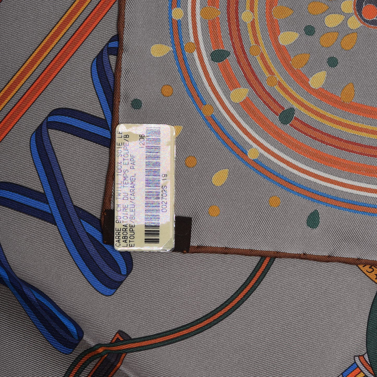 Silk La Laboratoire du Temps Scarf 90 Etoupe Bleu Caramel