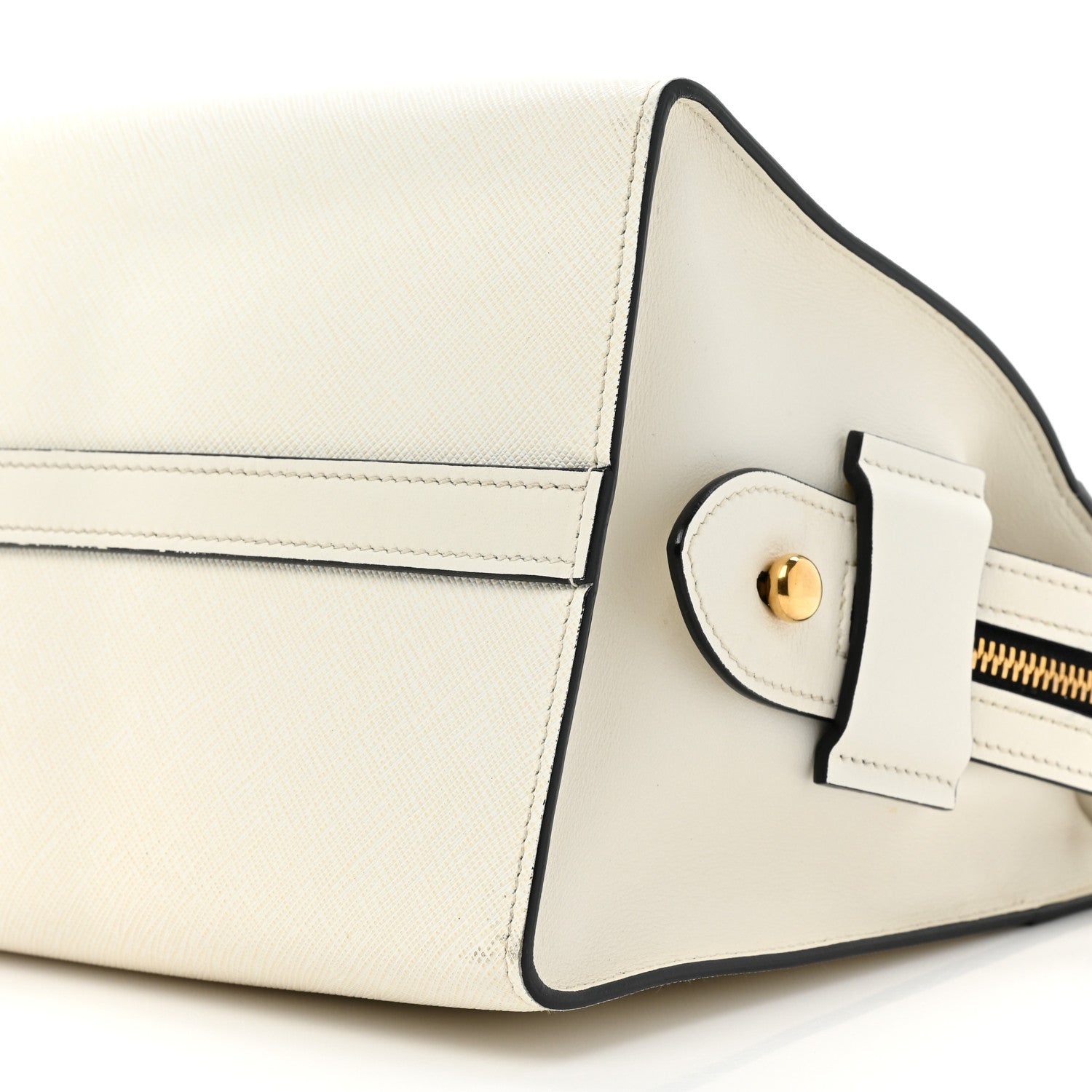 Prada Saffiano City Calfskin Medium Esplanade White Black 6 of 8