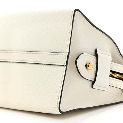 Prada Saffiano City Calfskin Medium Esplanade White Black 6 of 8