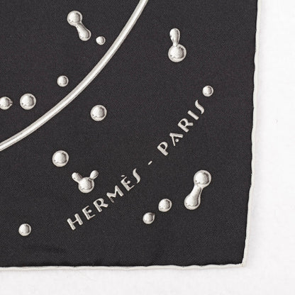 Hermes Silk Vif Argent Pocket Square Scarf Gris Black Argent 3 of 5
