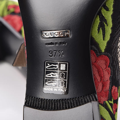 Gucci Brocade Embroidered Susan Buckle Loafers 37.5 Black 7 of 8