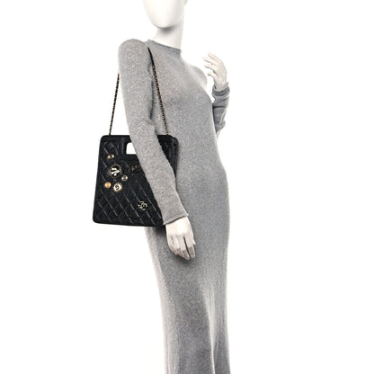Chanel Aged Calfskin Small Charms Shopping Bag Black 2 of 10