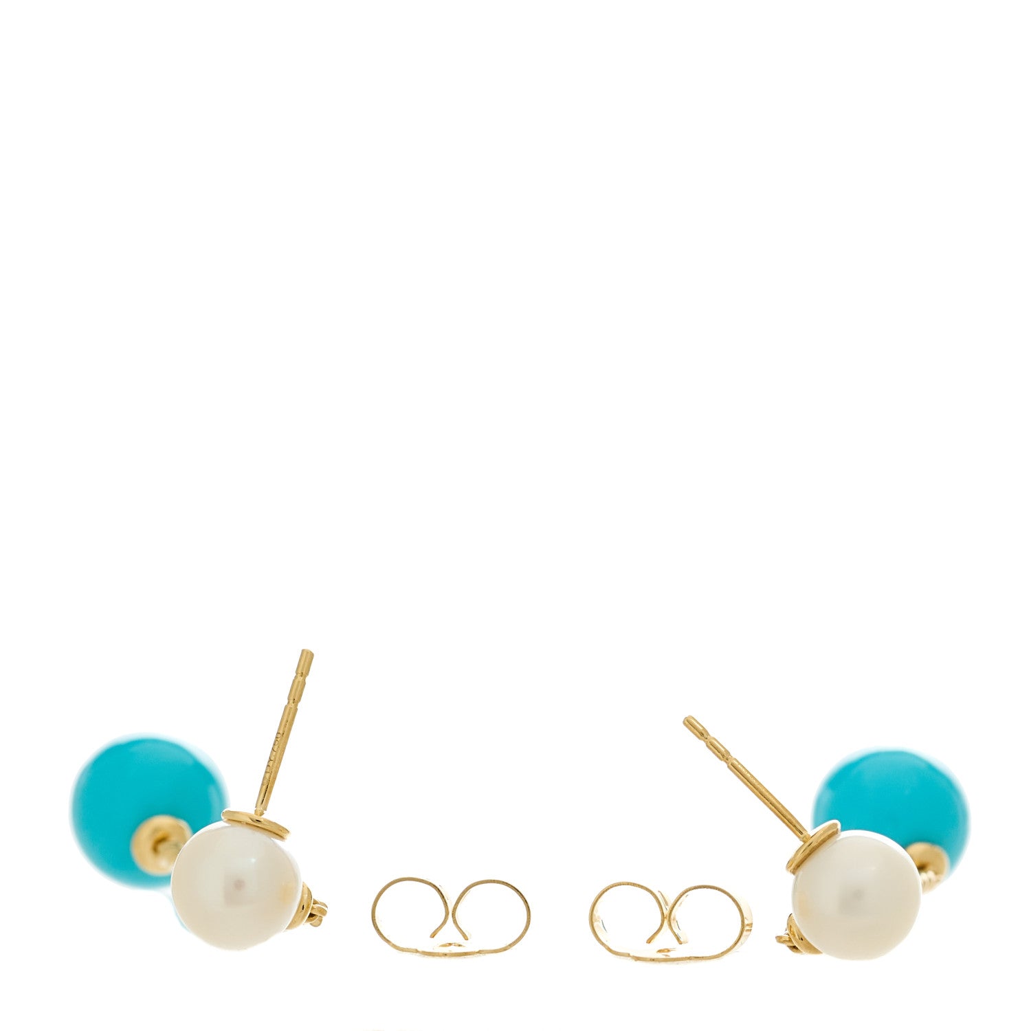 David Yurman 18K Yellow Gold Turquoise Pearl Drop Earrings 3 of 4