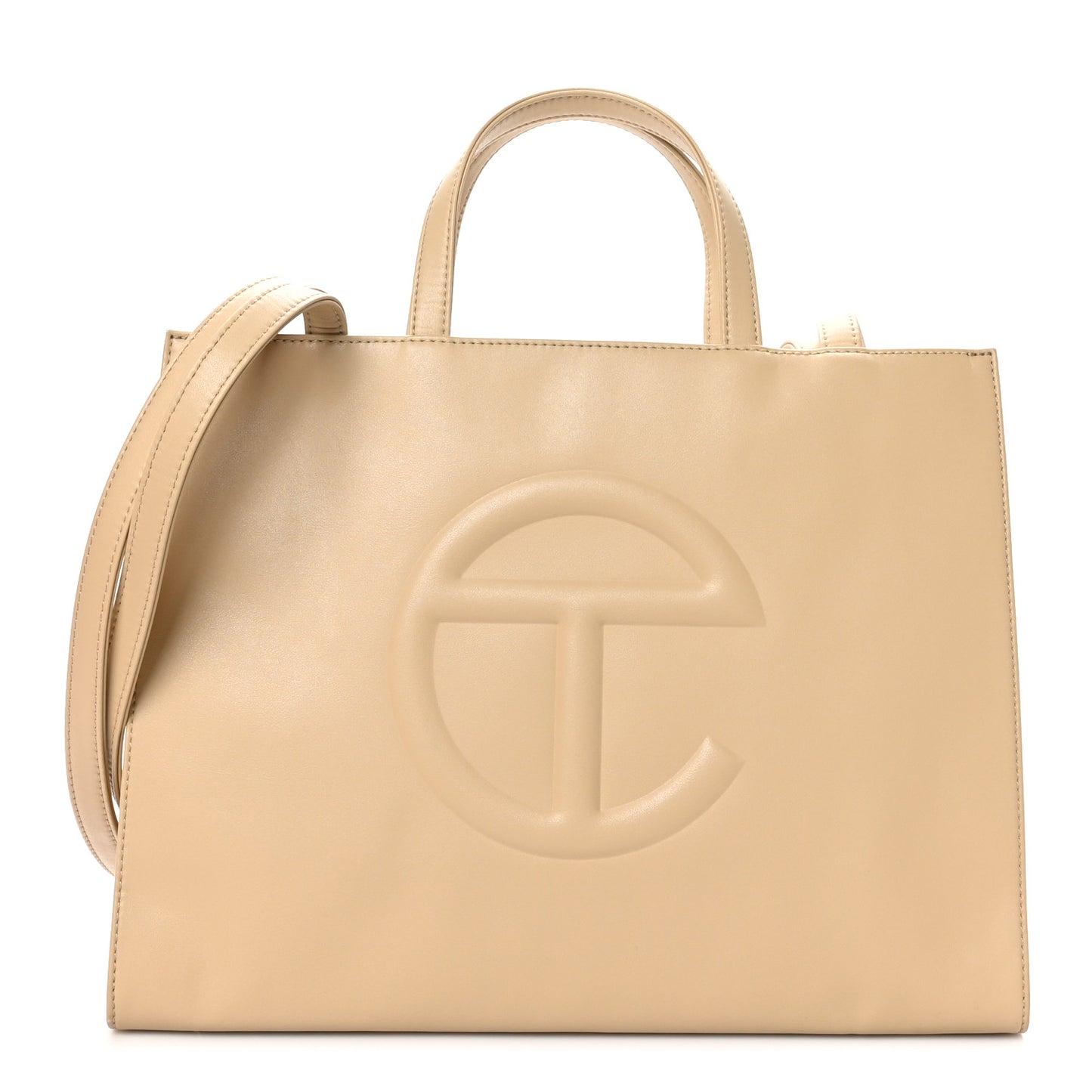 Vegan Leather Medium Shopping Bag Cream