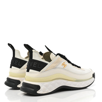 Chanel Velvet Calfskin Mixed Fibers CC Sneakers 38 Ivory Black 4 of 8