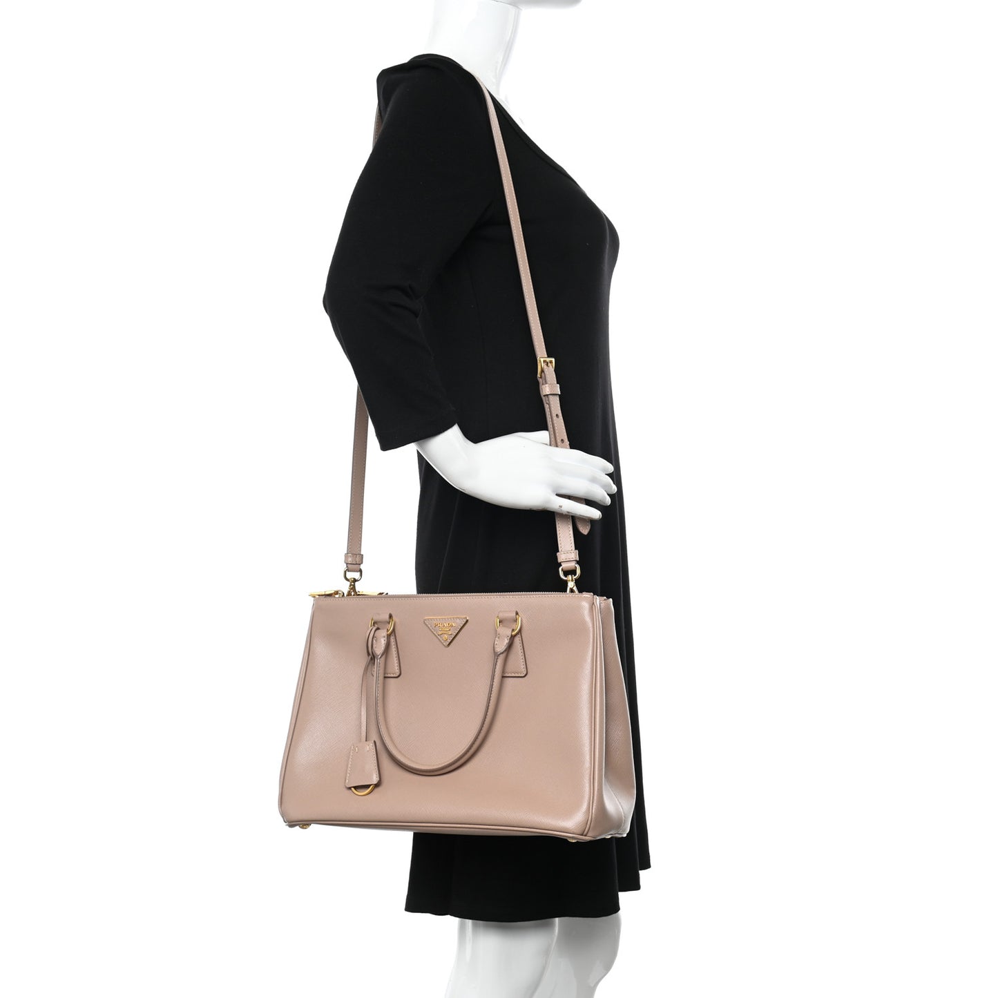 Saffiano Lux Large Galleria Double Zip Tote Cammeo