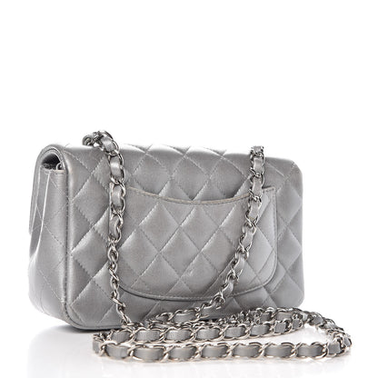 Chanel Metallic Lambskin Quilted Mini Rectangular Flap Silver 3 of 13