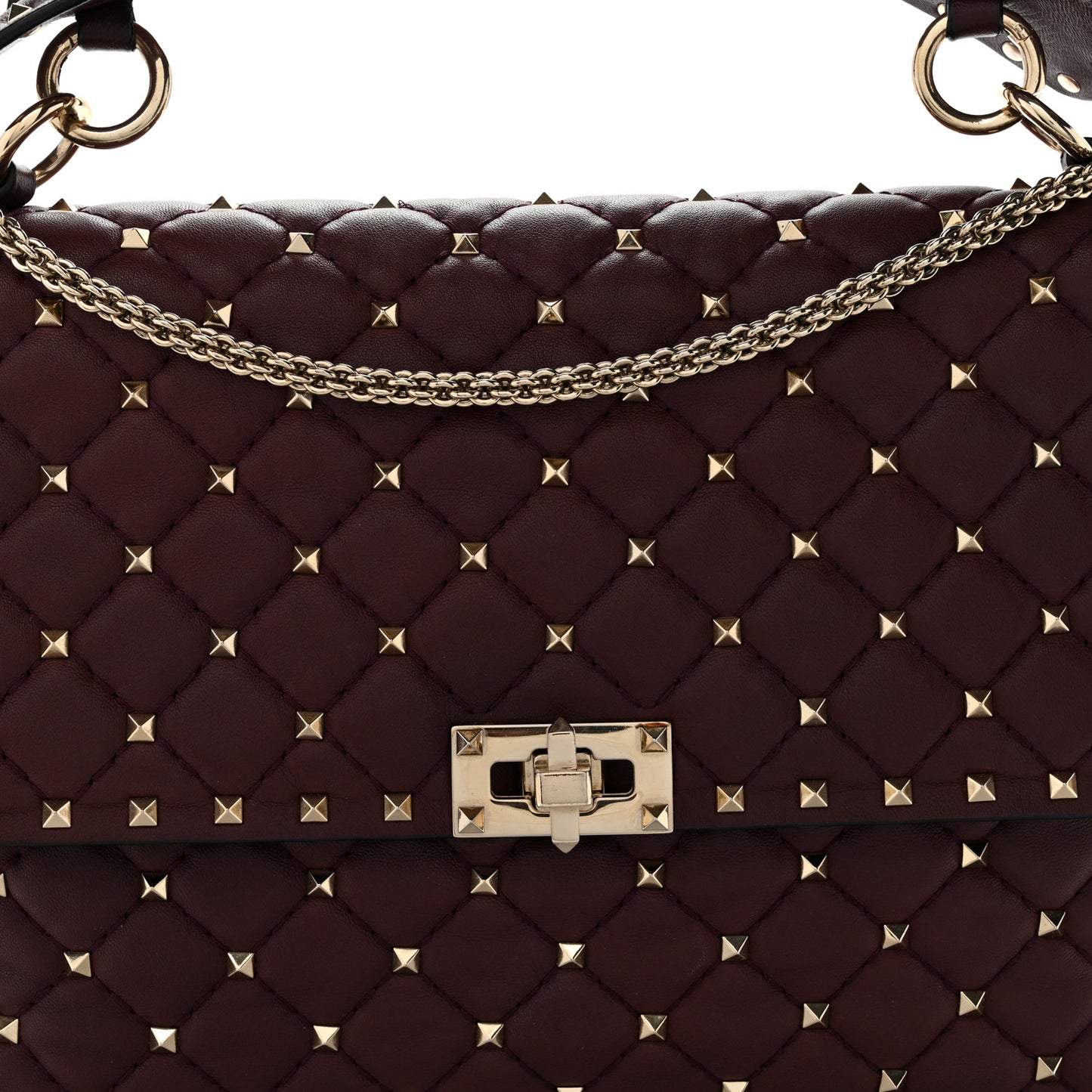 Nappa Large Rockstud Spike Shoulder Bag Rubin