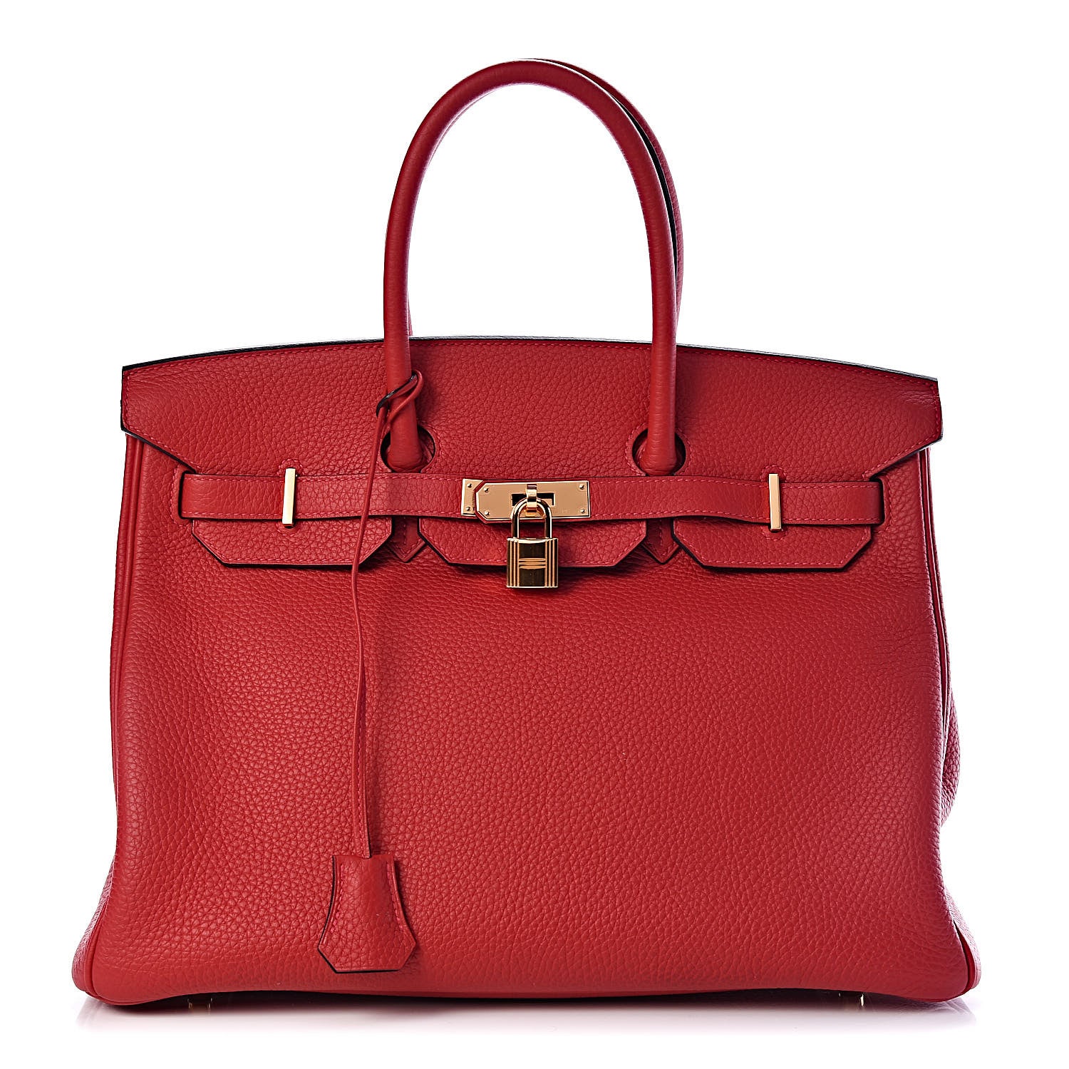 Hermes Taurillon Clemence Horseshoe Birkin 35 Rouge Casaque Black 1 of 40
