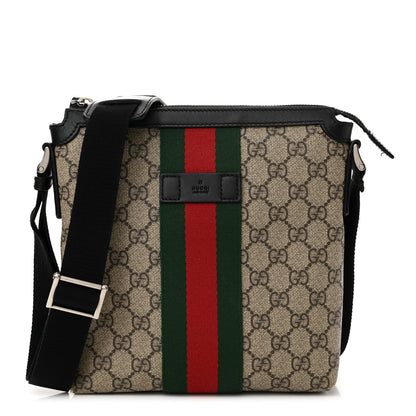Gucci GG Supreme Monogram Web Messenger Bag Black 1 of 11