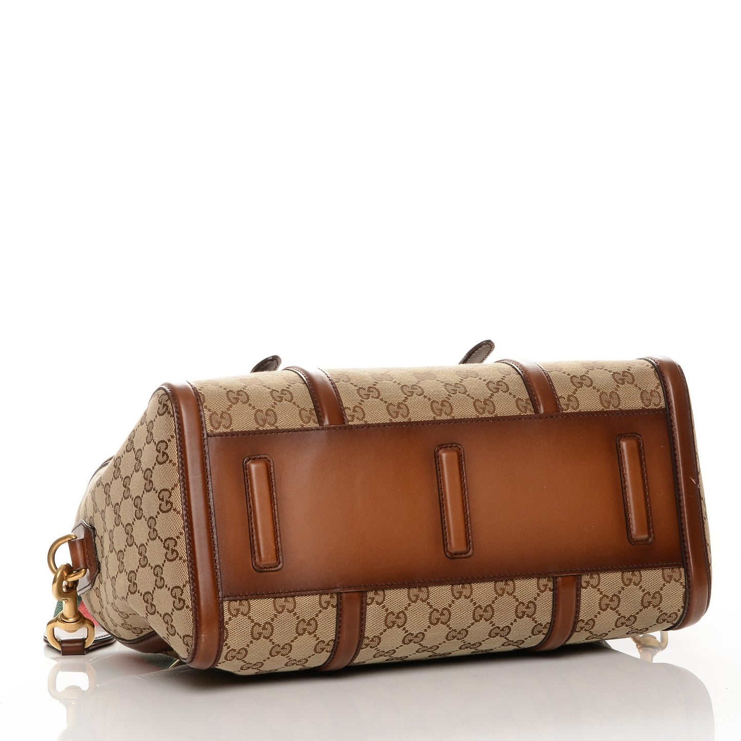 Monogram Medium Lady Web Boston Bag Beige Cuir