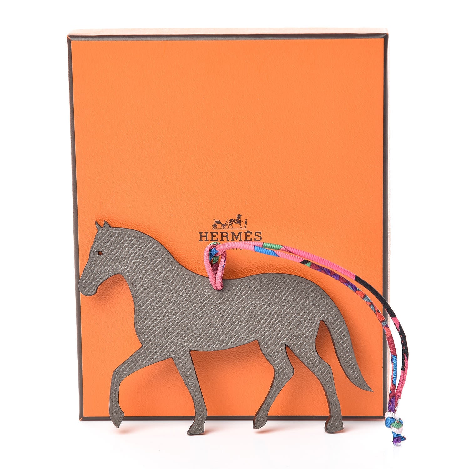 Hermes Epsom Togo Petit H Bag Charm Horse GM Etain Colvert 4 of 4