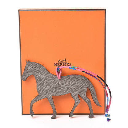 Hermes Epsom Togo Petit H Bag Charm Horse GM Etain Colvert 4 of 4