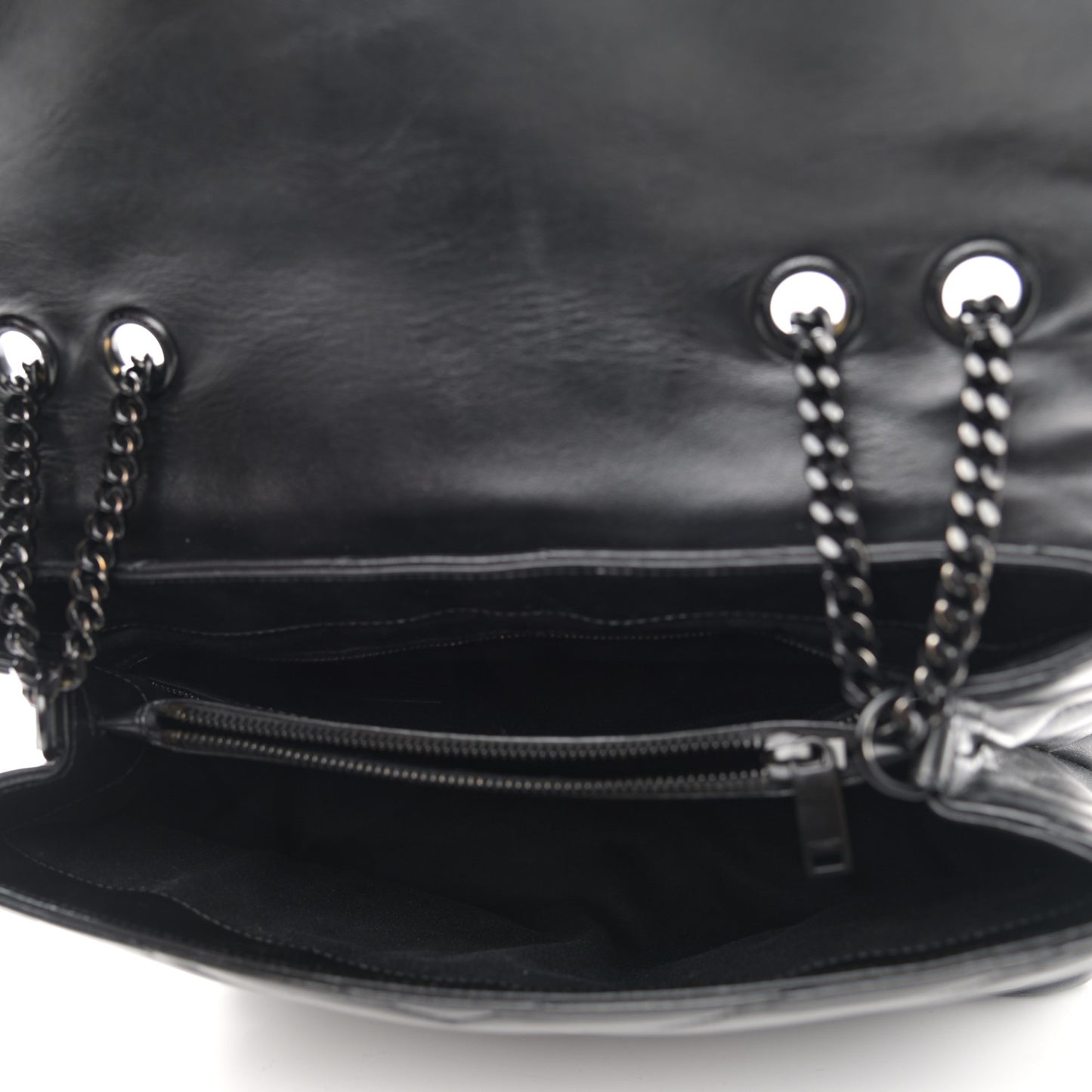 Calfskin Y Quilted Monogram Medium Loulou Chain Satchel Black