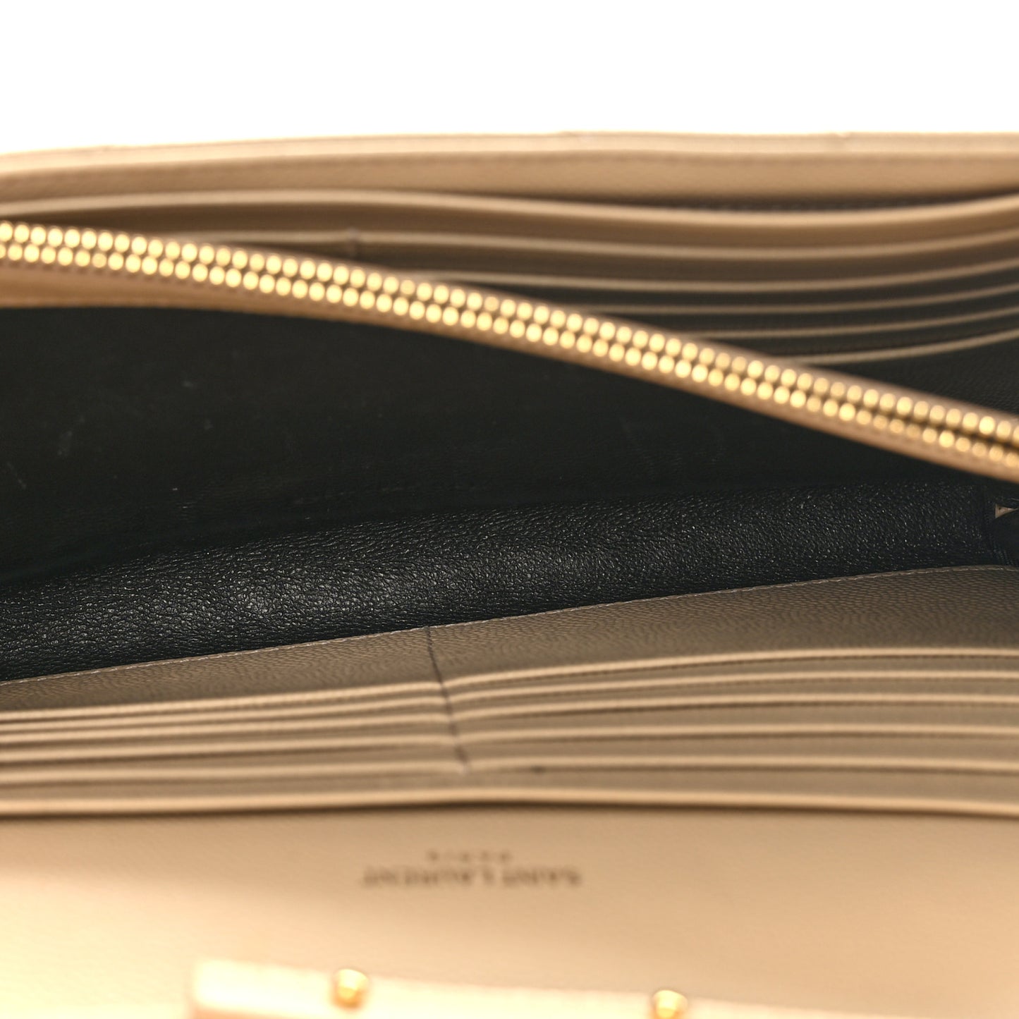 Grain De Poudre Matelasse Chevron Monogram Chain Wallet Dark Beige