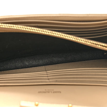 Saint Laurent Grain De Poudre Matelasse Chevron Monogram Chain Wallet Dark Beige 5 of 9