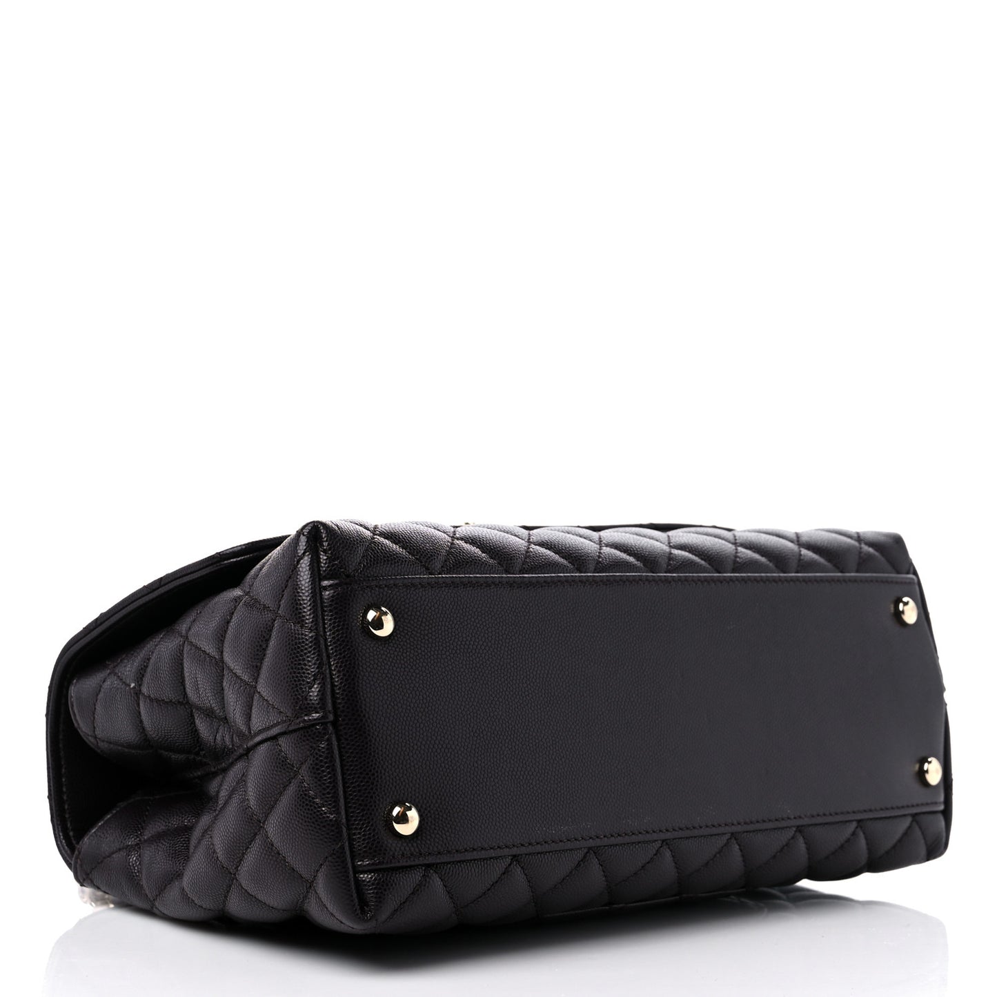Caviar Quilted Small Coco Handle Flap Dark Brown
