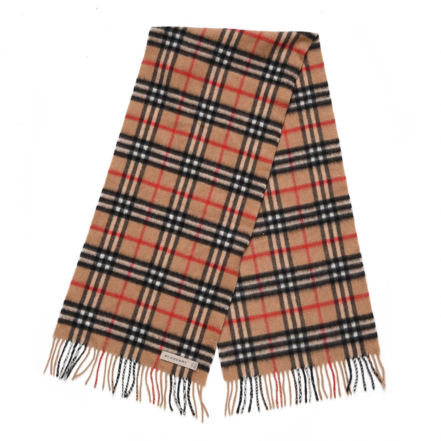Burberry Cashmere Classic Check Fringe Scarf Camel 4 of 6