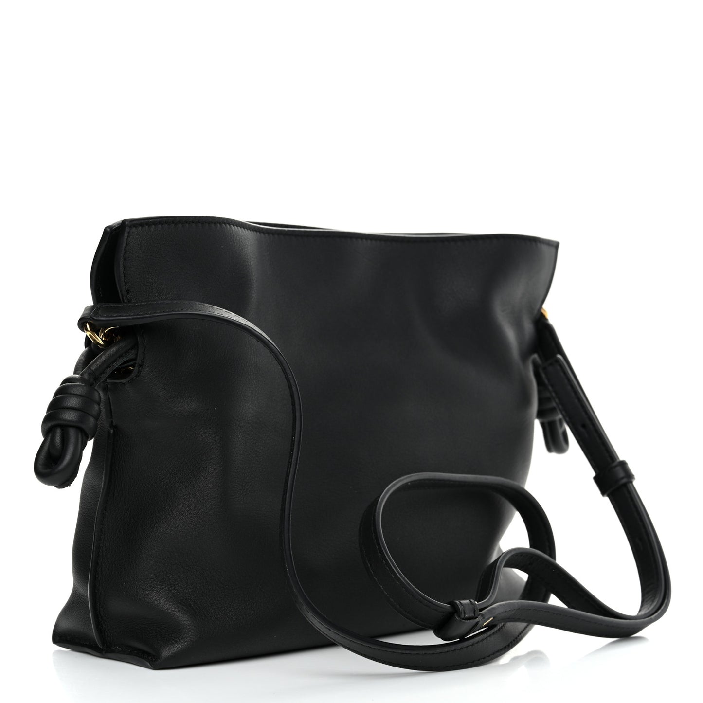 Calfskin Mini Flamenco Knot Clutch Black
