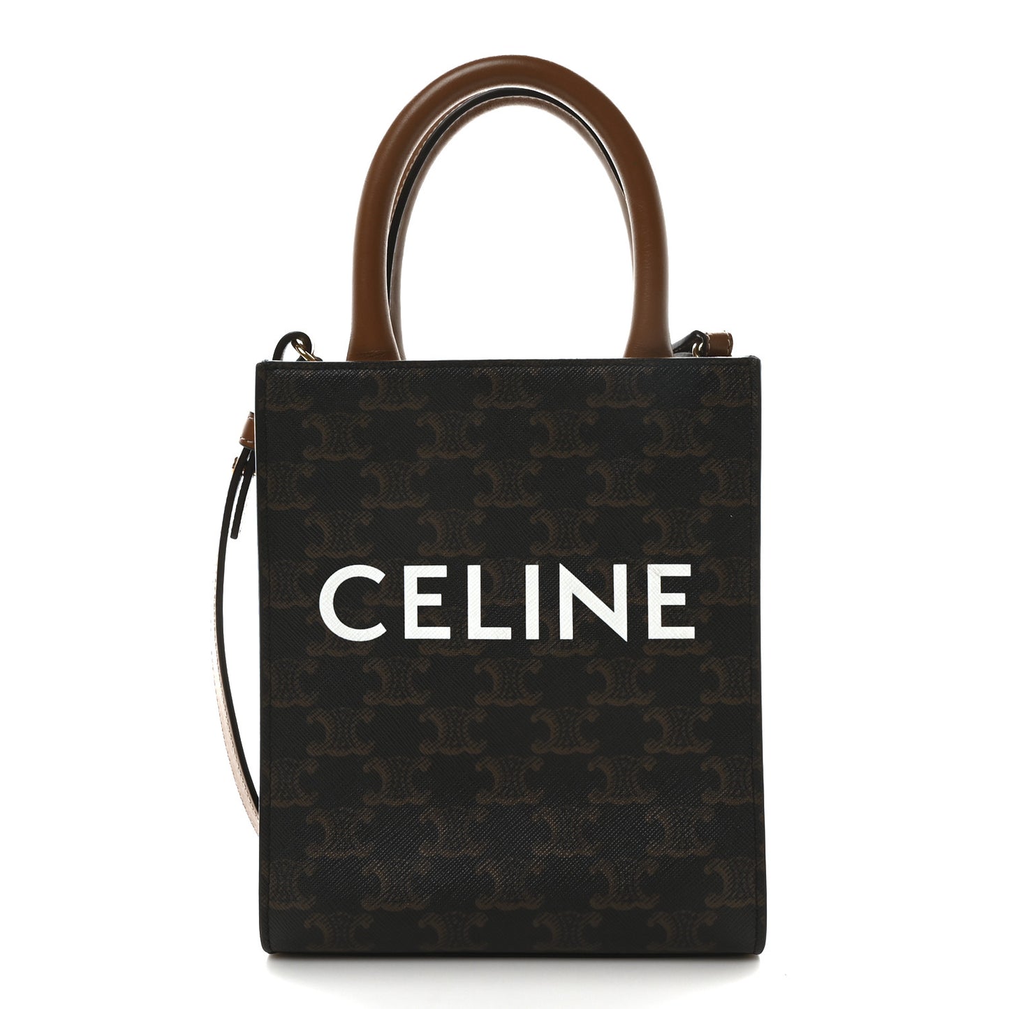 Triomphe Canvas Calfskin Mini Vertical Cabas Tan
