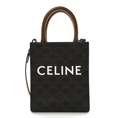 Celine Triomphe Canvas Calfskin Mini Vertical Cabas Tan 1 of 9