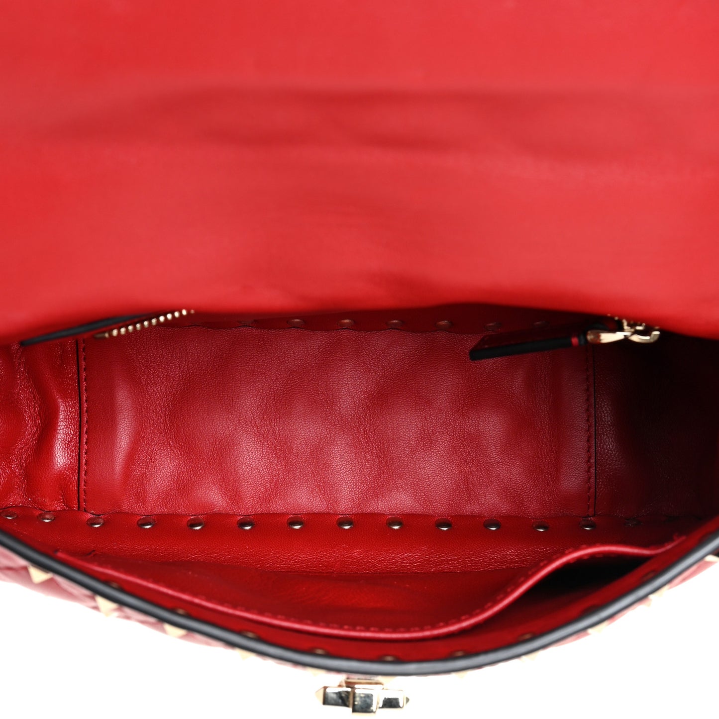 Nappa Medium Rockstud Spike Shoulder Bag Rosso Valentino