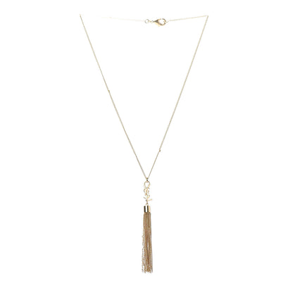 Saint Laurent Brass Monogram Tassel Necklace Gold 3 of 5