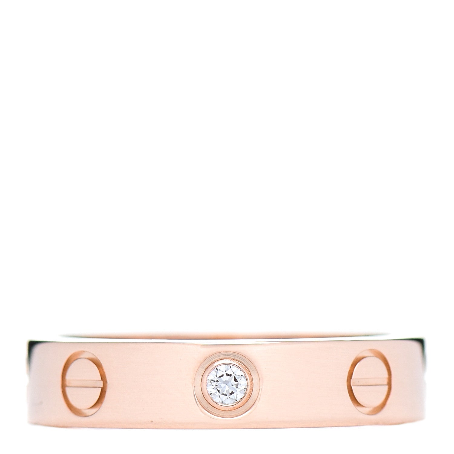 Cartier 18K Pink Gold Diamond 4mm LOVE Wedding Band Ring 48 4.5 1 of 5