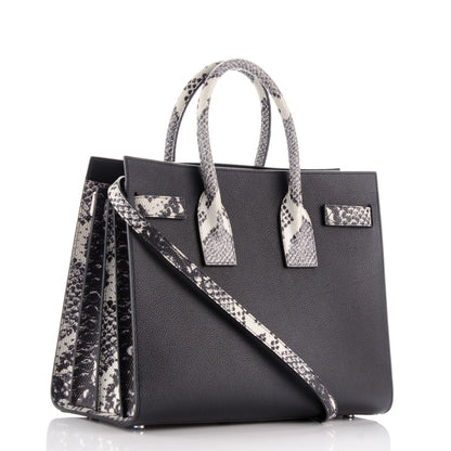 Saint Laurent Grained Calfskin Embossed Python Small Sac De Jour Black 3 of 9
