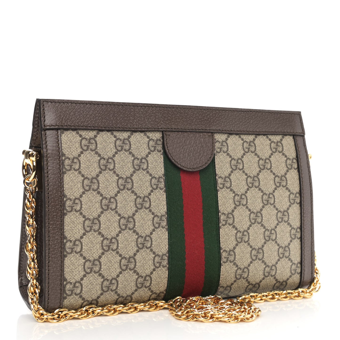 GG Supreme Monogram Web Small Ophidia Chain Shoulder Bag Brown