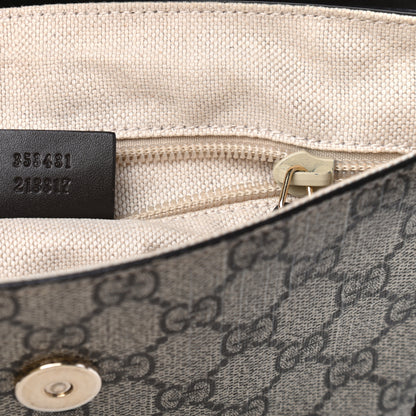 Gucci GG Supreme Monogram Selleria Calfskin Small Satchel Messenger Bag Beige Ebony Cocoa Dark Chocolate 6 of 8