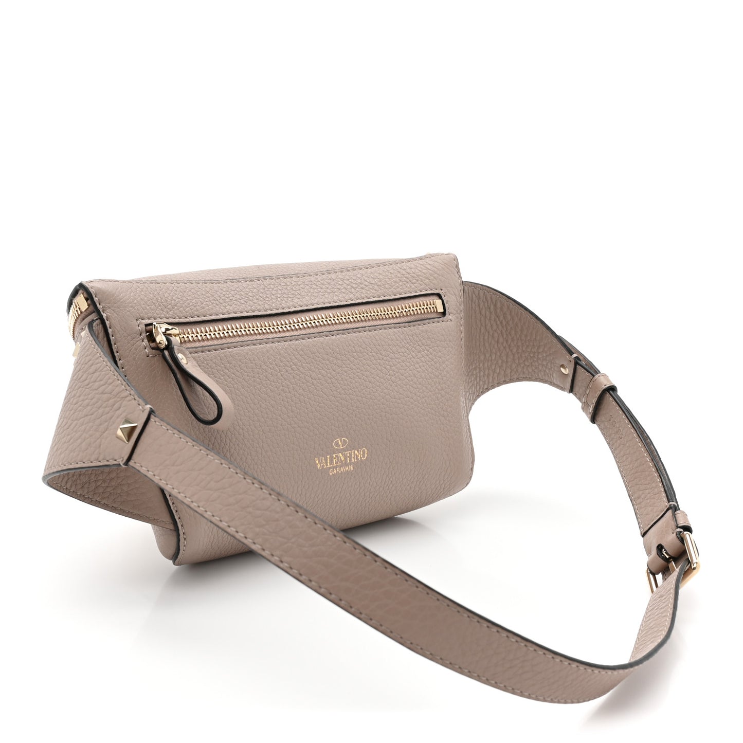 Grained Calfskin Rockstud Belt Bag Poudre