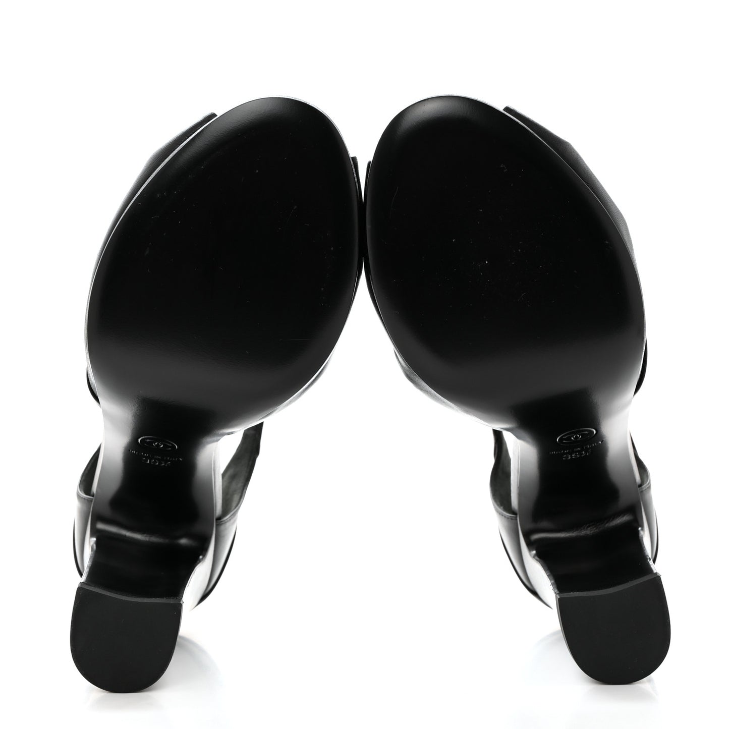 Lambskin Pearl CC Sandals 39.5 Black