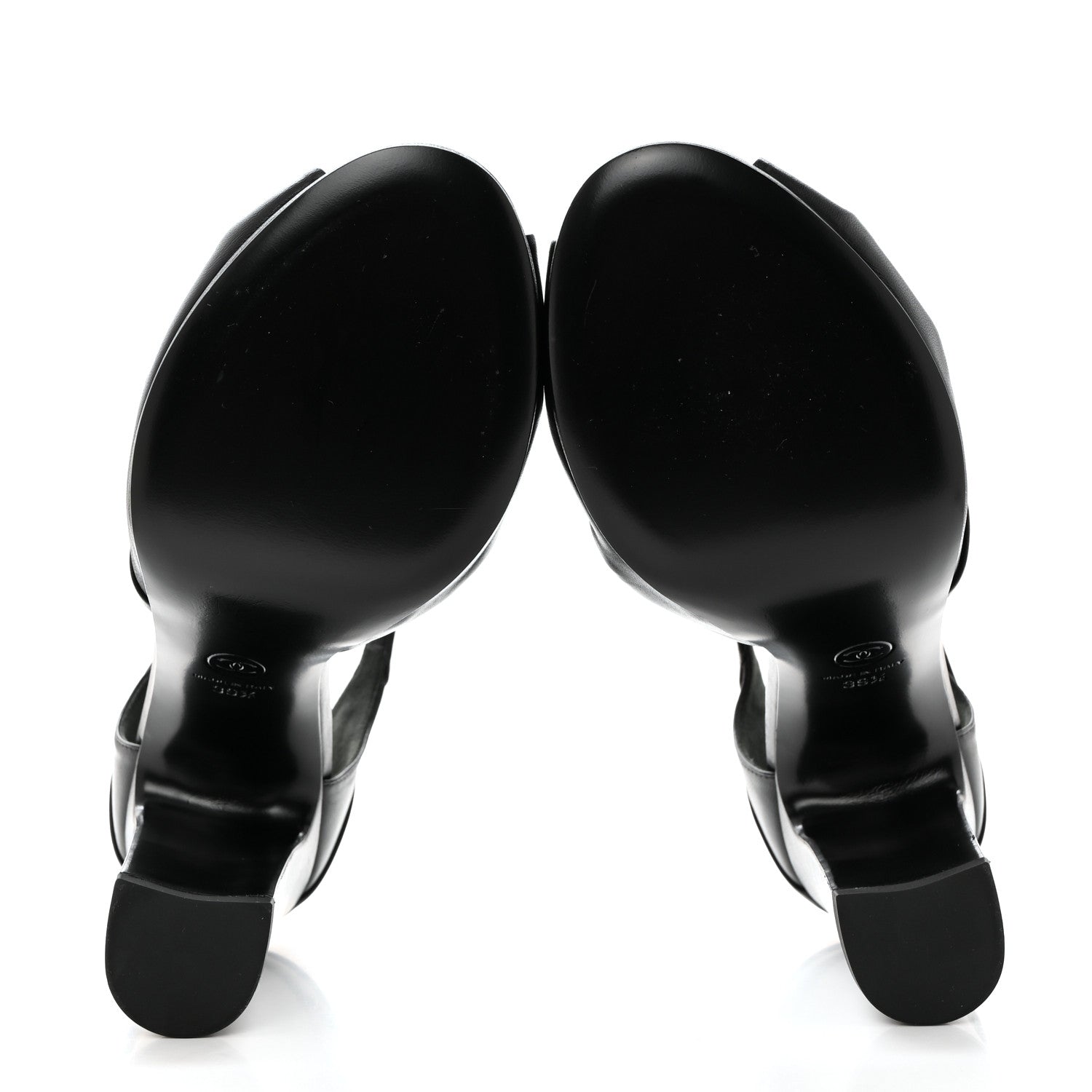 Chanel Lambskin Pearl CC Sandals 39.5 Black 5 of 9