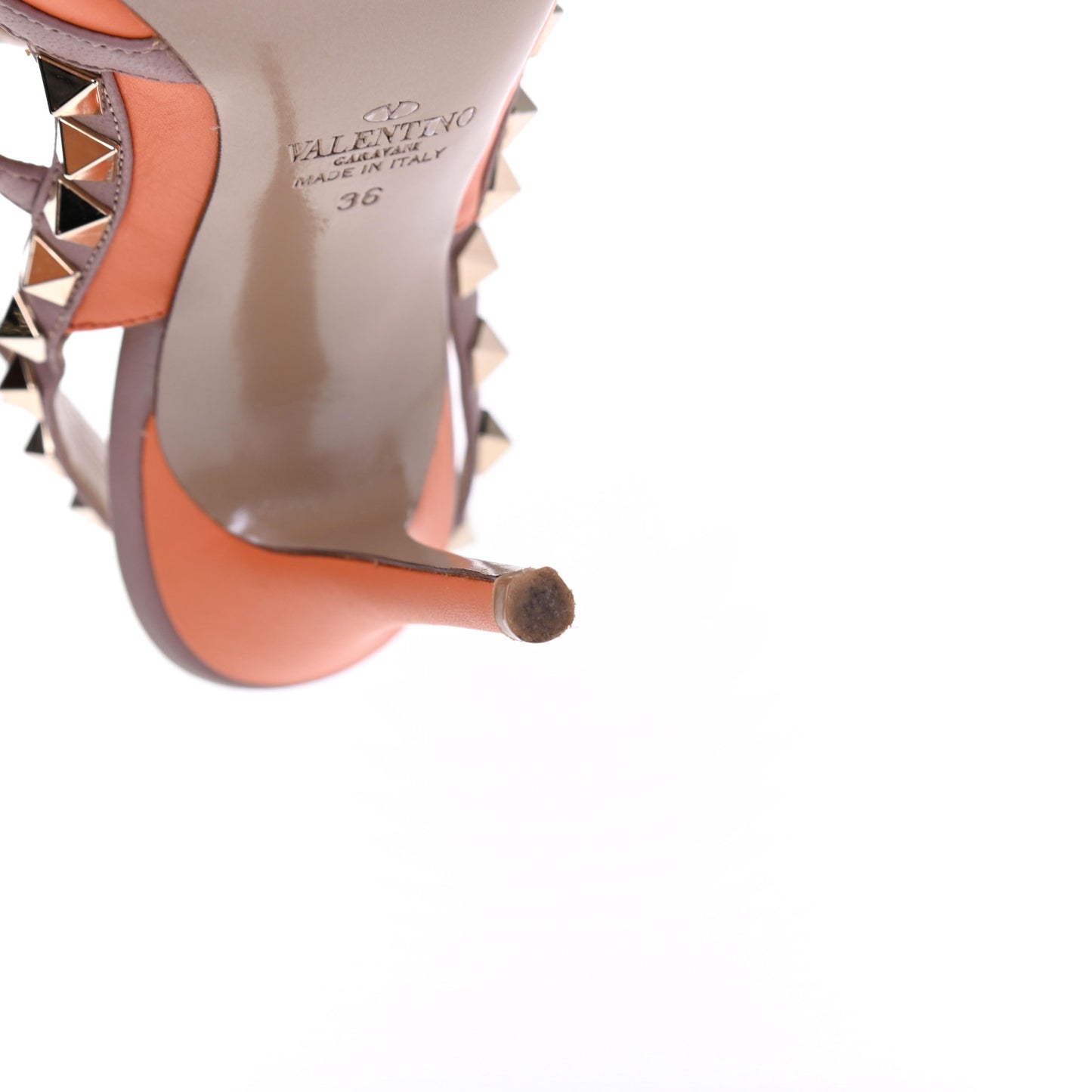 Nappa Rockstud Ankle Strap Pumps 36 Orange Poudre