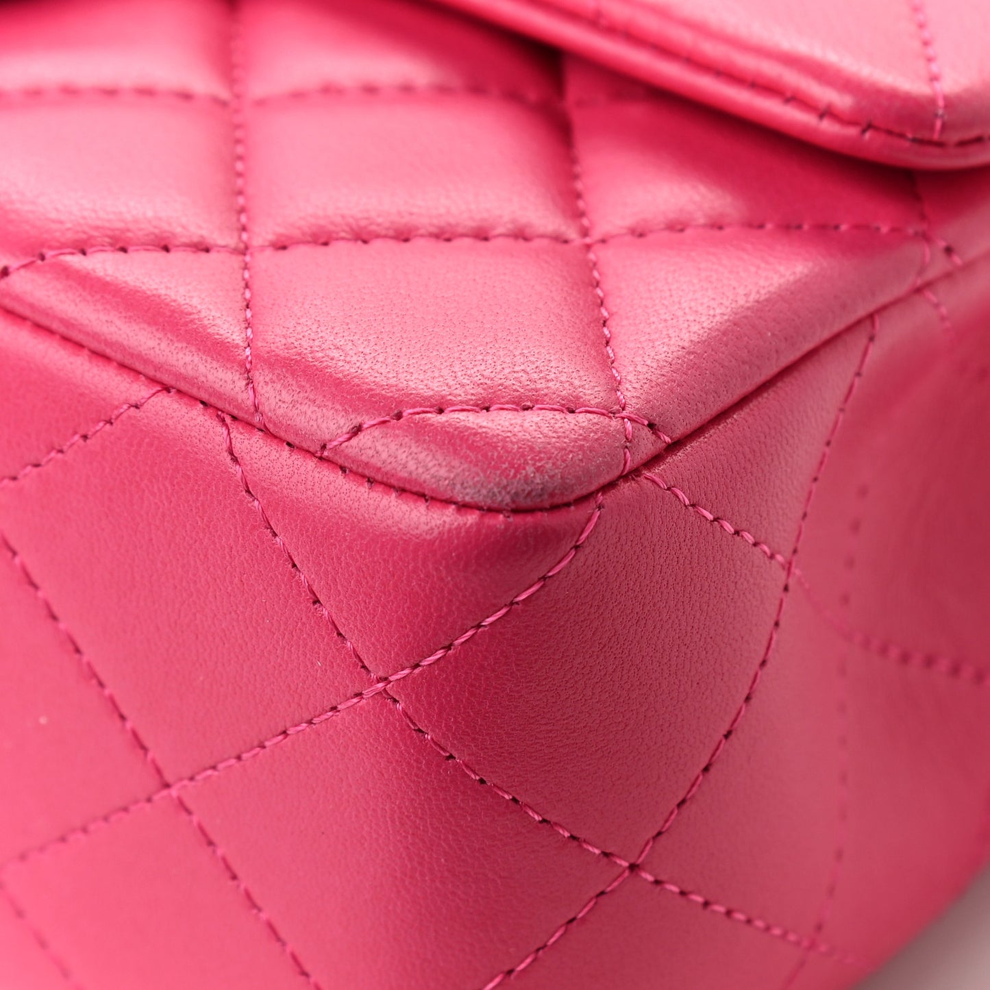 Lambskin Quilted Mini Rectangular Flap Pink