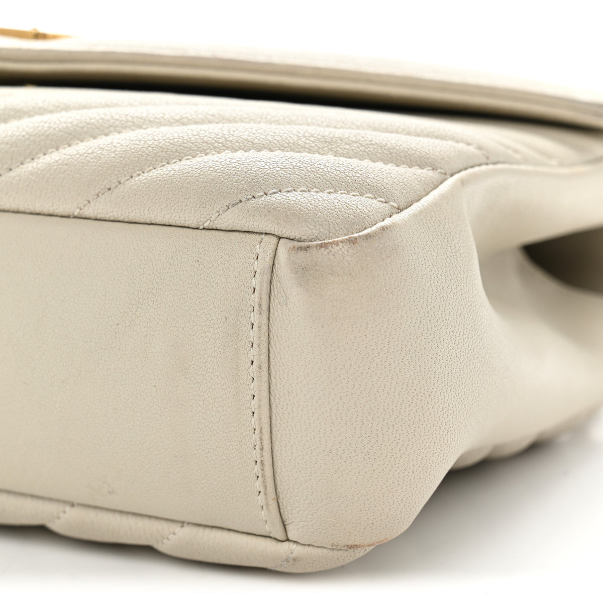 Saint Laurent Sheepskin Matelasse Chevron Monogram Medium College Bag Crema Soft 10 of 15