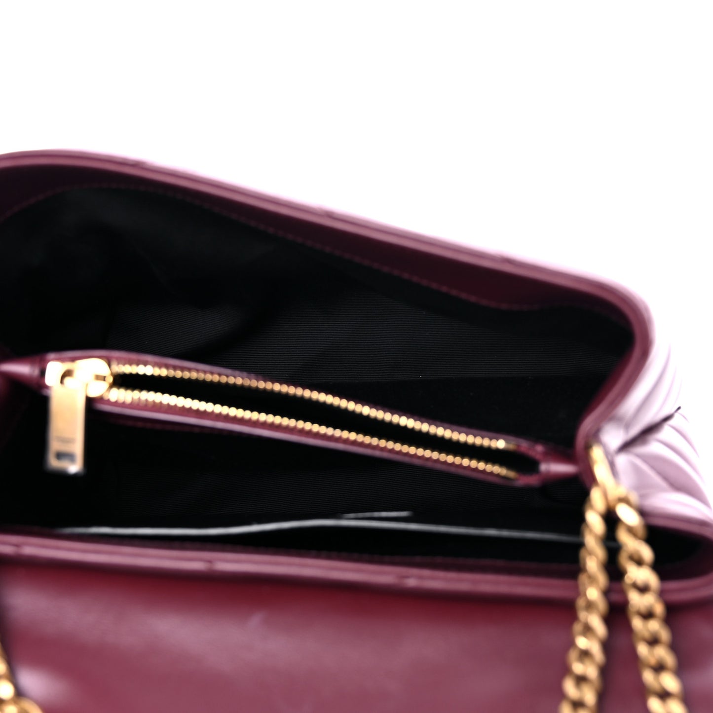 Calfskin Y Quilted Monogram Small Loulou Chain Satchel Dark Legion Red
