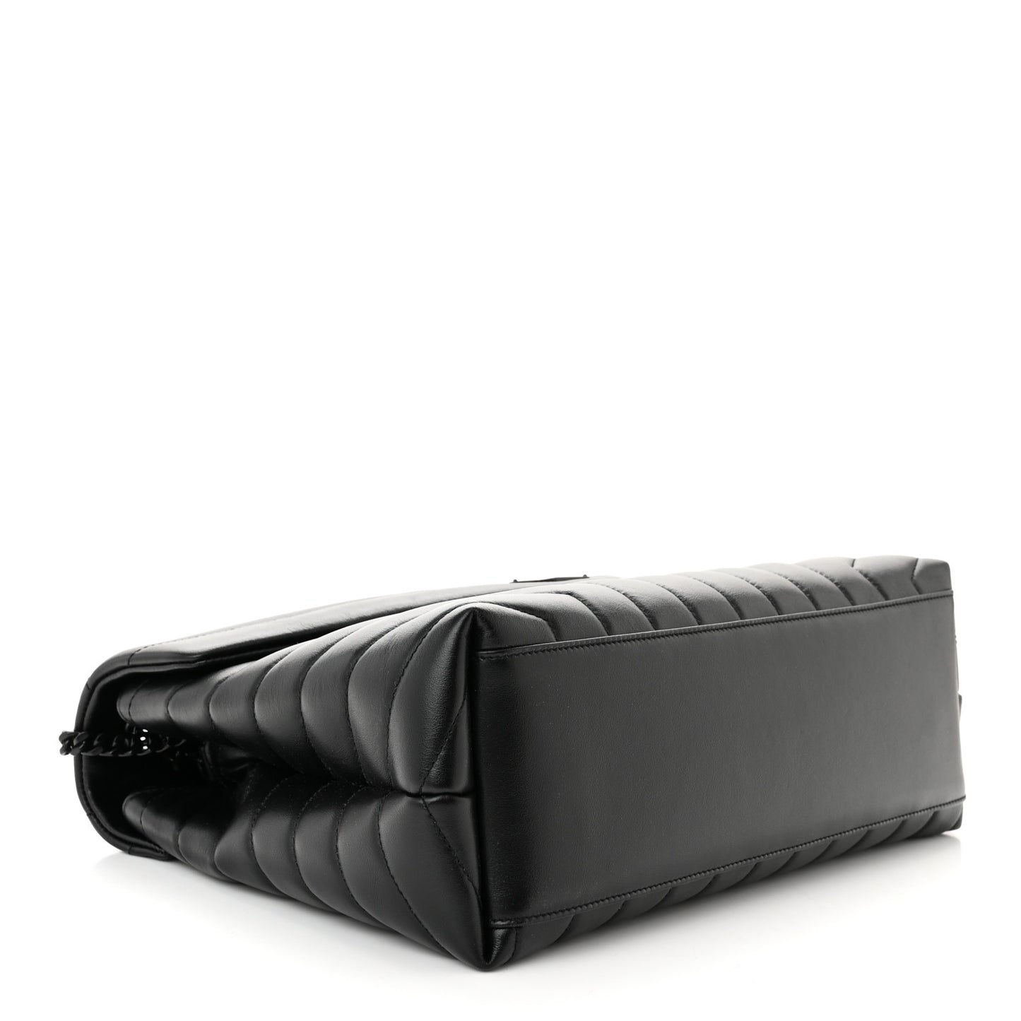 Calfskin Y Quilted Monogram Monochrome Medium Loulou Chain Satchel Black