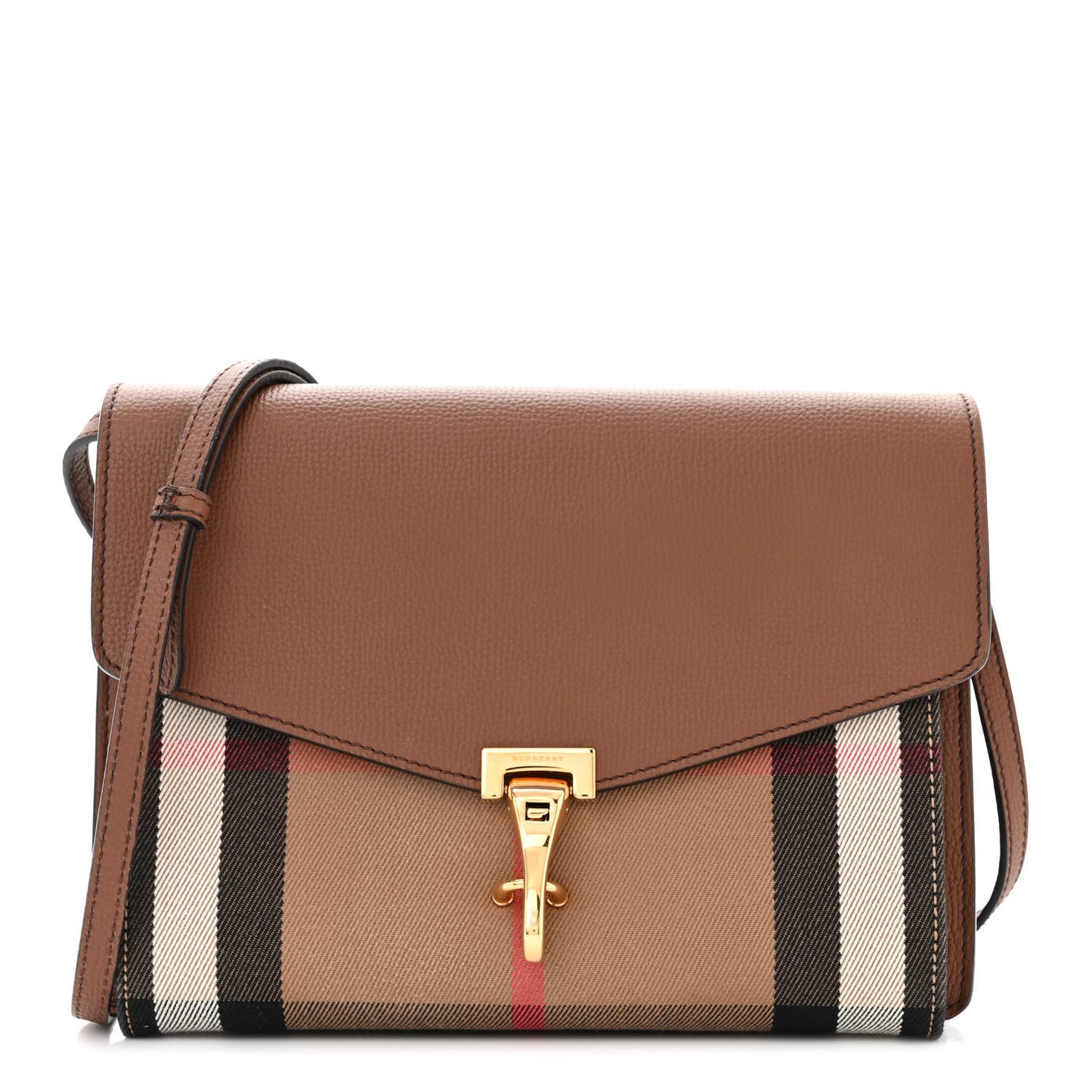 Derby Calfskin House Check Small Macken Crossbody Bag Tan