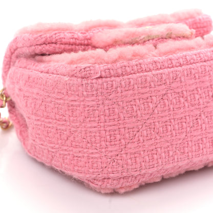 Chanel Shearling Tweed Quilted Mini Square Flap Bag Light Pink 8 of 9