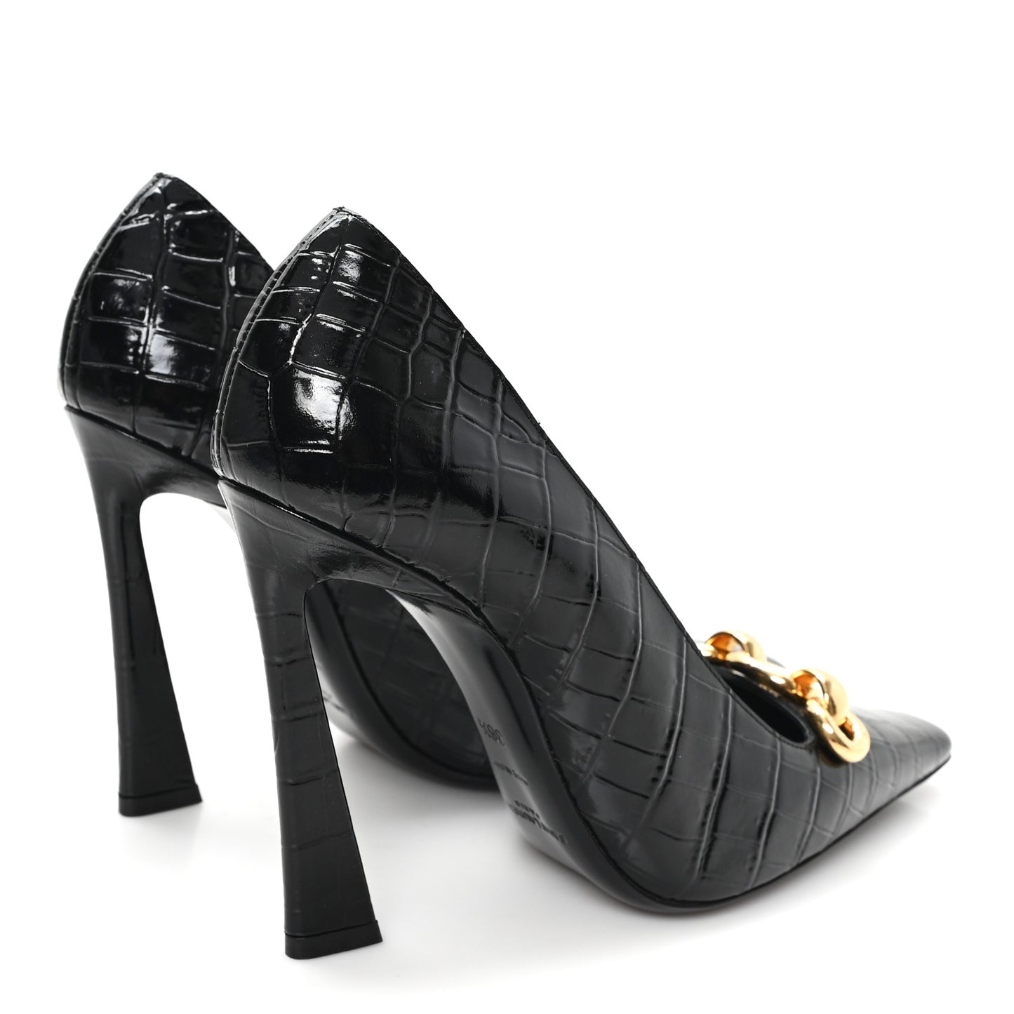 Calfskin Crocodile Embossed Silvana 110mm Pumps 36.5 Black