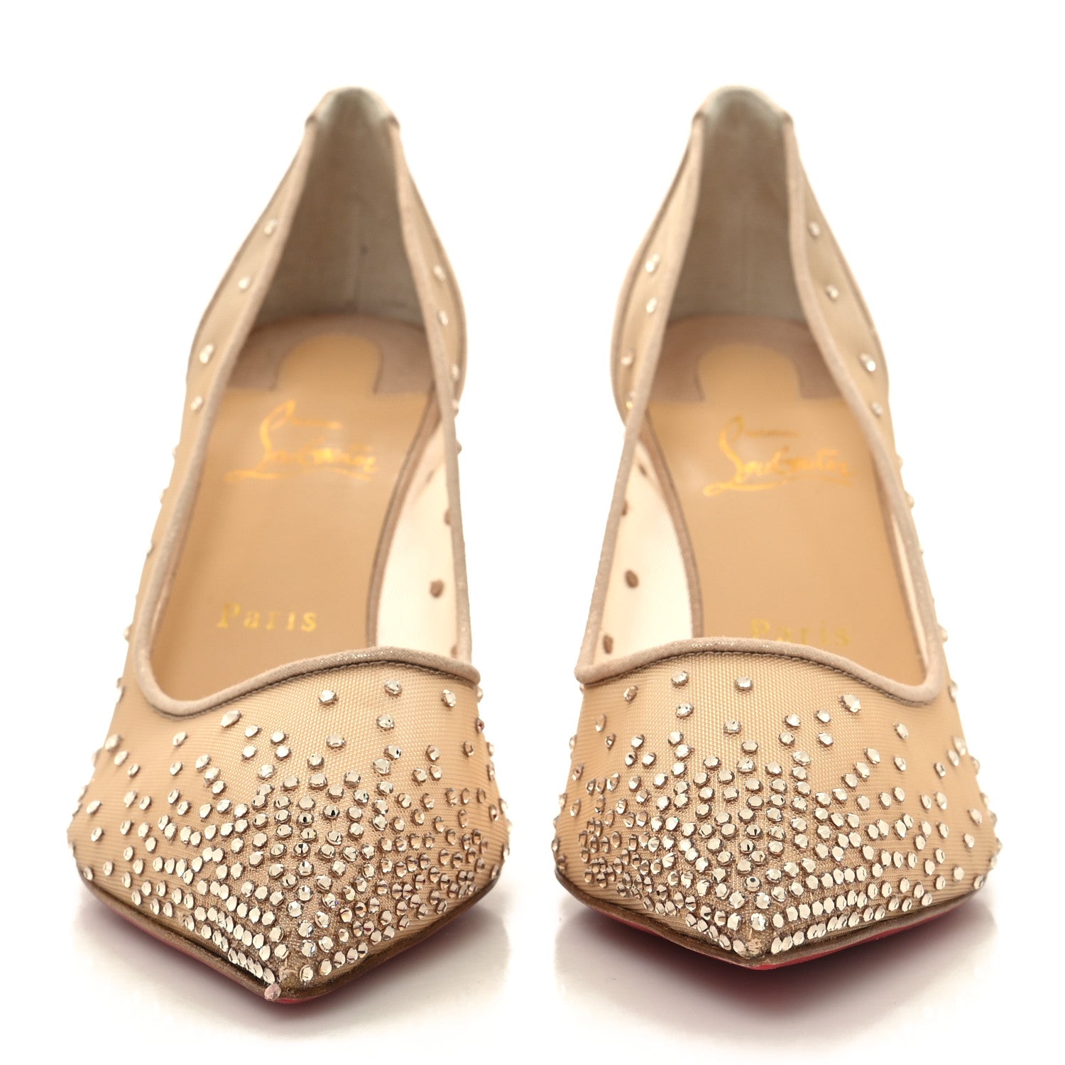 Christian Louboutin Suede Lame Crystal Strass Follies 85 Pumps 41 Light Silk 2 of 8