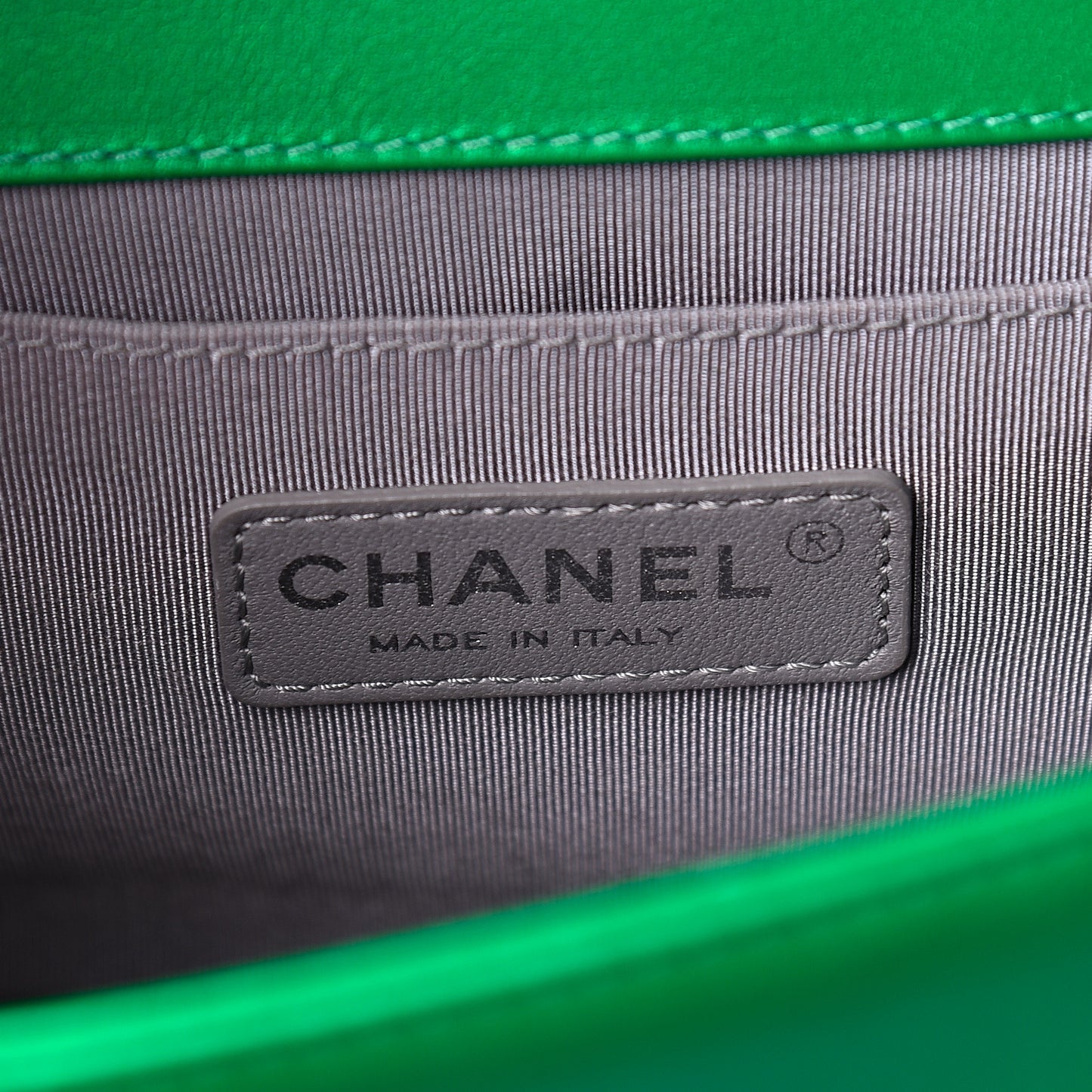 Metallic Calfskin Quilted Medium Boy Flap Green