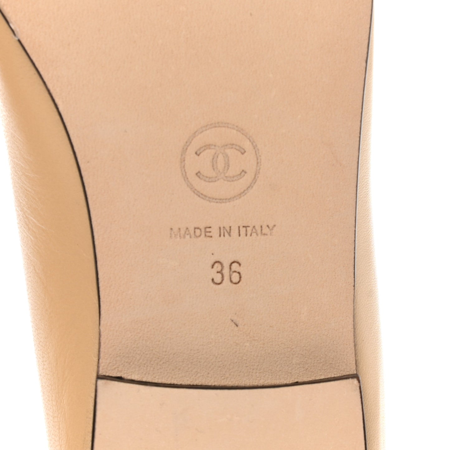 Lambskin Cap Toe Ballerina Flats 36 Beige Black