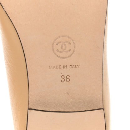 Chanel Lambskin Cap Toe Ballerina Flats 36 Beige Black 8 of 9
