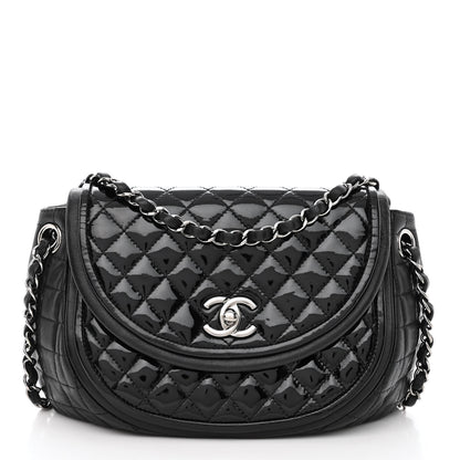 Chanel Lambskin Patent Classic Twist Crescent Flap Bag Black 1 of 10