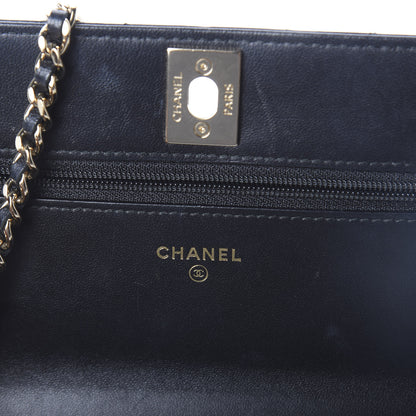 Chanel Lambskin Chevron Quilted Tendy CC Wallet On Chain WOC Black 6 of 11